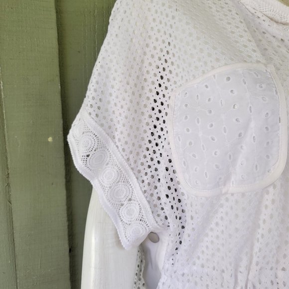 NWT Zenergy CHICO'S White Eyelet Anorak Jacket Top Active wear 1P US 8P - Picture 3 of 7